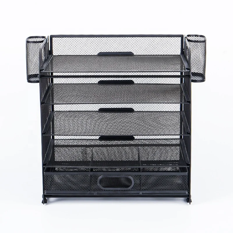 Black Metal Desk Organizer Mesh File Organizer Magazine File Holder for Home Office School