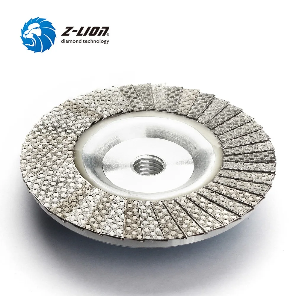 Z-LION Super Sharp Shinning Net Aluminum Base Diamond Flap Disc for Grinding Super Hard Material with Threaded Arbor