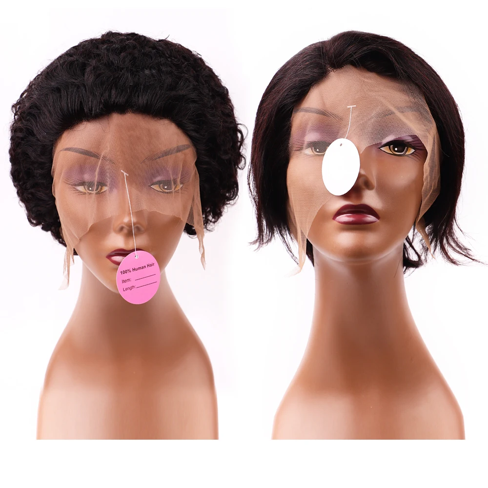 Короткие светлые бразильские человеческие натуральные волосы 100% Реми с застежкой кудрявые срезанные парики для черных женщин 10 дюймов челки поставщик