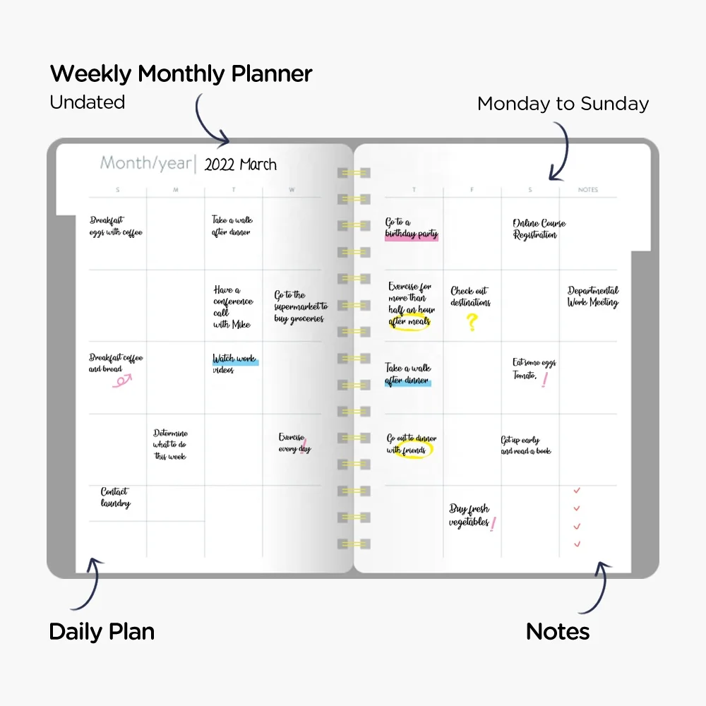 Personalized Spiral Diary Weekly Journal High-quality Budget Leather Financial Planner with Dividers