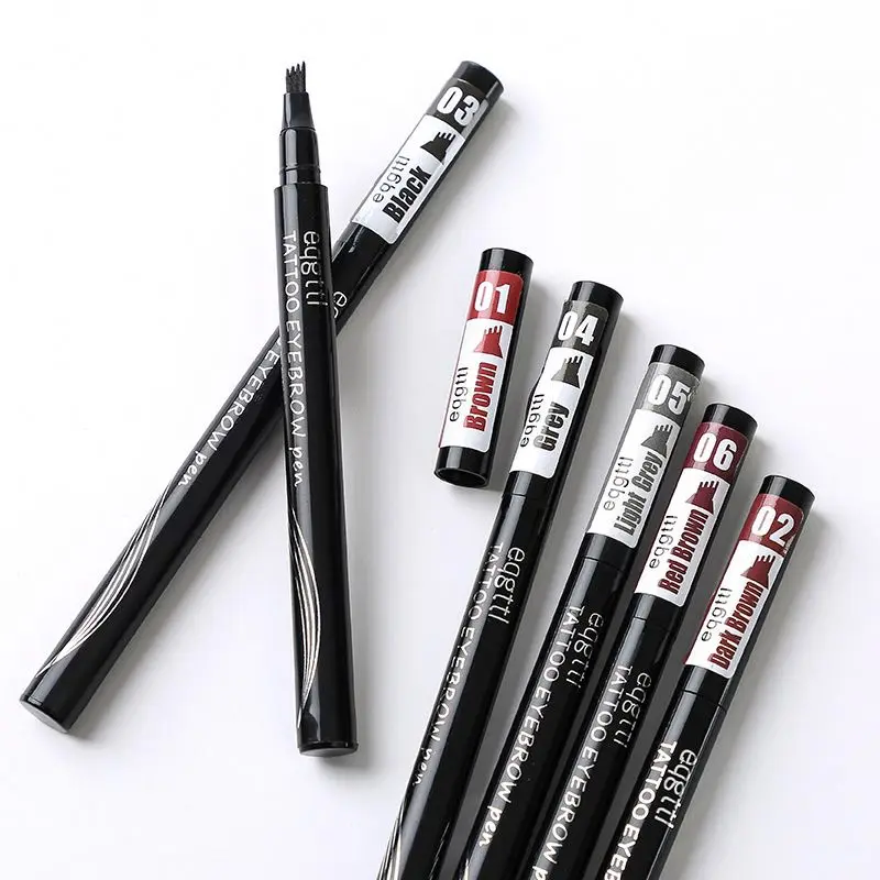 Waterproof Natural Fork Tip Eyebrow Pencil Four Heads Eyebrow Tattoo Pen Fine Sketch Liquid Long Lasting Eyebrnhancer Powder Pen