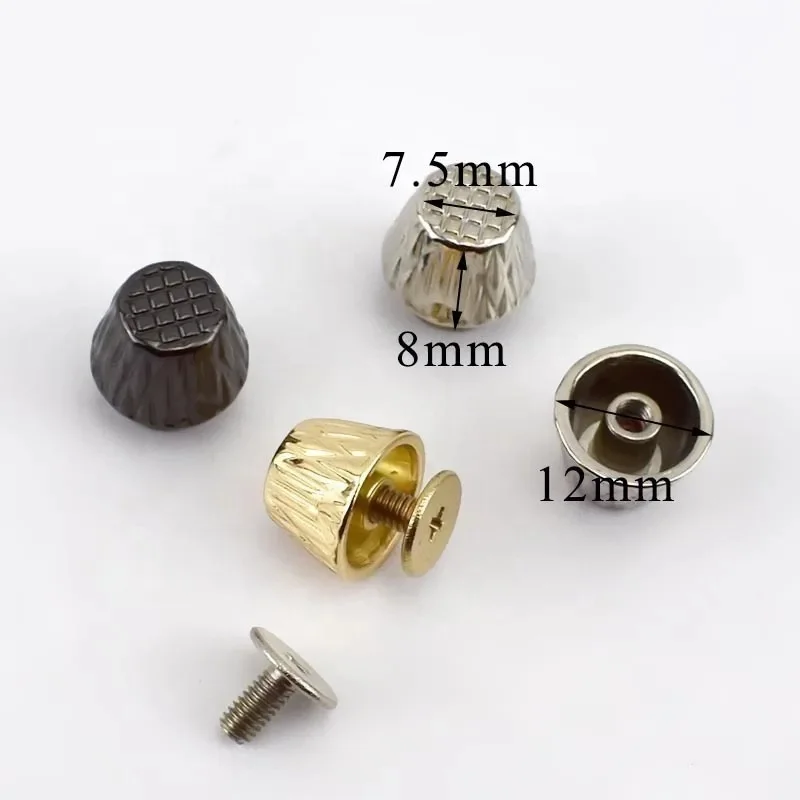 Meetee BF366 8*12mm Bag Hardware Accessories Zinc Alloy Embossed Foot Nail Bag Bottom Screw Bucket Decorative Nails Side Buckle