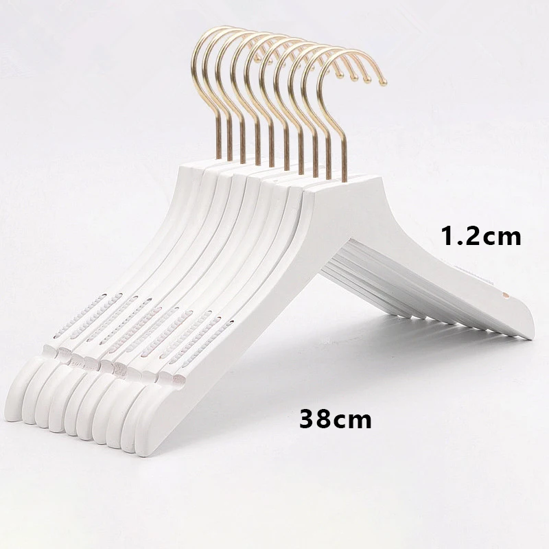 Customized Logo Wood Woman Adult Clothes Hangers Shirt Pants Hangers Non Slip White Wooden Clothing Hangers for Clothing Store