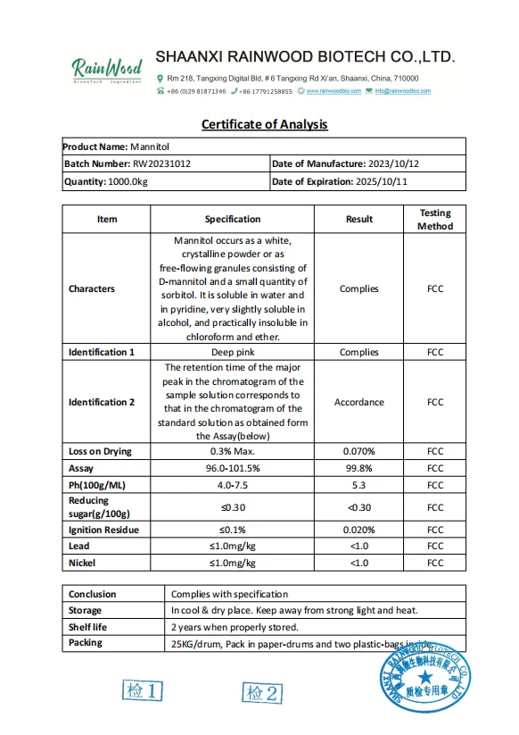 Food Grade D-mannitol Powder Mannitol Good Price D-Mannitol
