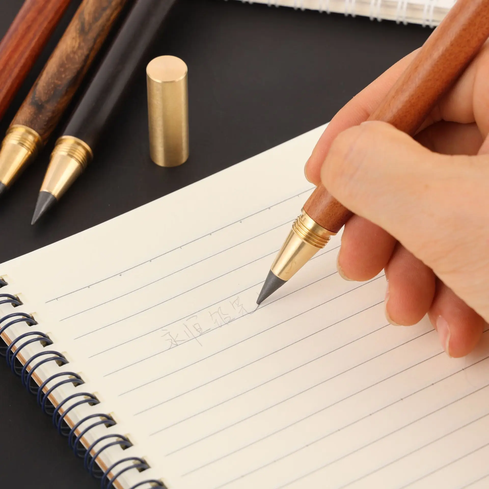 BECOL New Design No Need Sharpened Inkless Pencil Custom Logo Wood  Eternal Pencil With Screwed Cap for Students