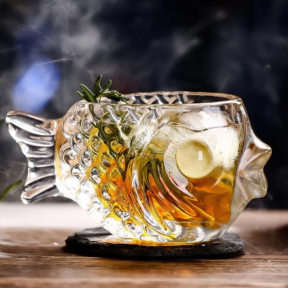 Fancy Bar Drinking Glassware Ornament Glass Cup Creative Fish Shaped Cocktail Glasses