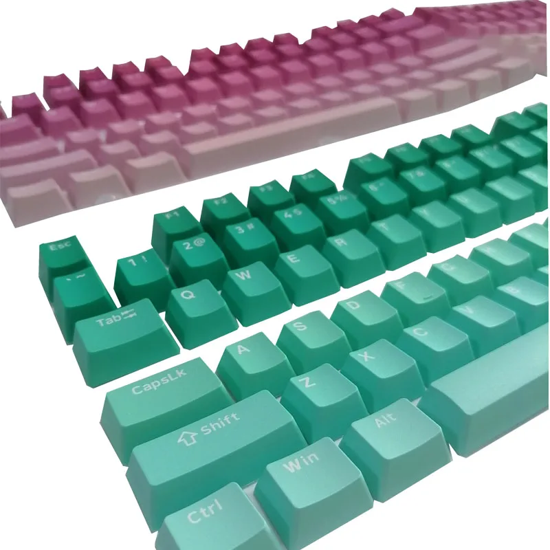 Пользовательские 133 двухцветные градиентные световые колпачки клавиатуры PBT блестящие OEM-формы