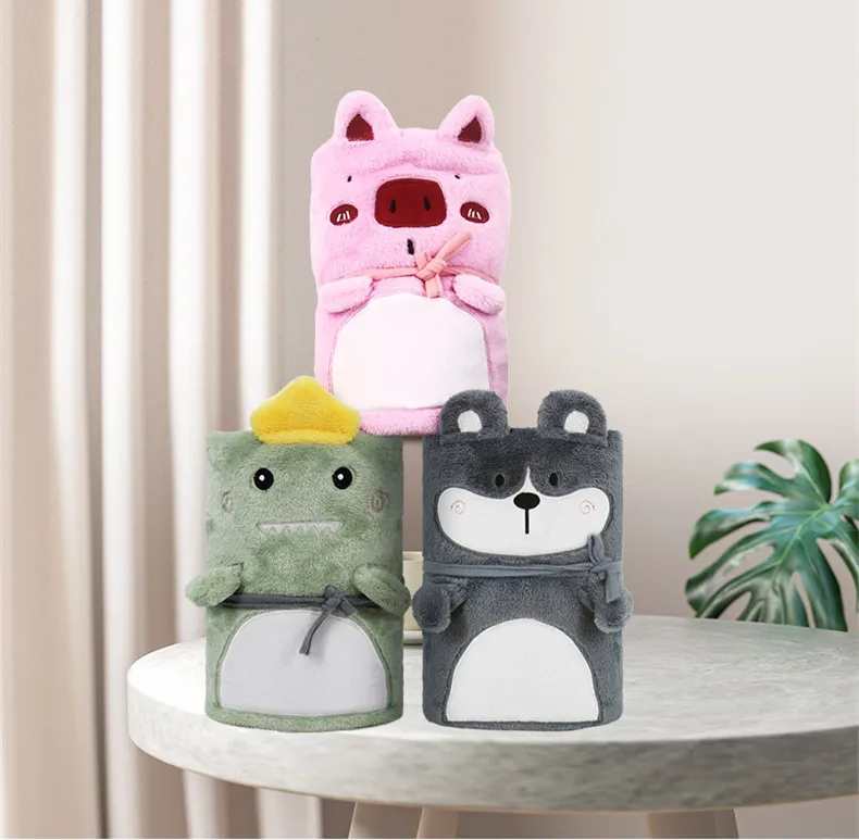 Cartoon Kids Roll Throw 3D Plush Flannel Blanket Baby 100% Fleece Polyester Blanket