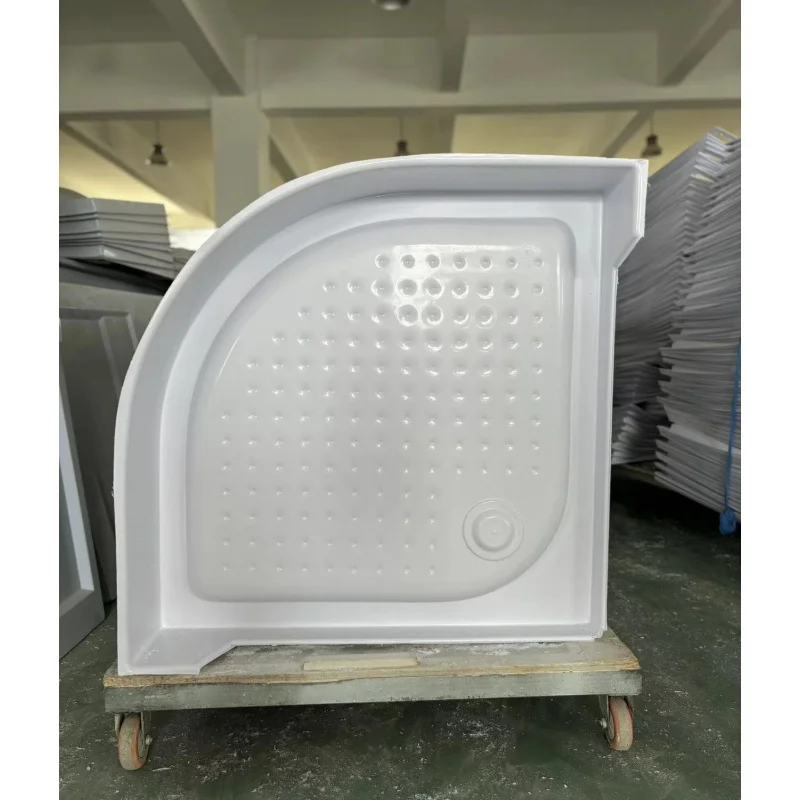 White ABS Arc Shower Door Plate Corrosion Resistance High-quality Bathroom Accessory   Square arc shower basin