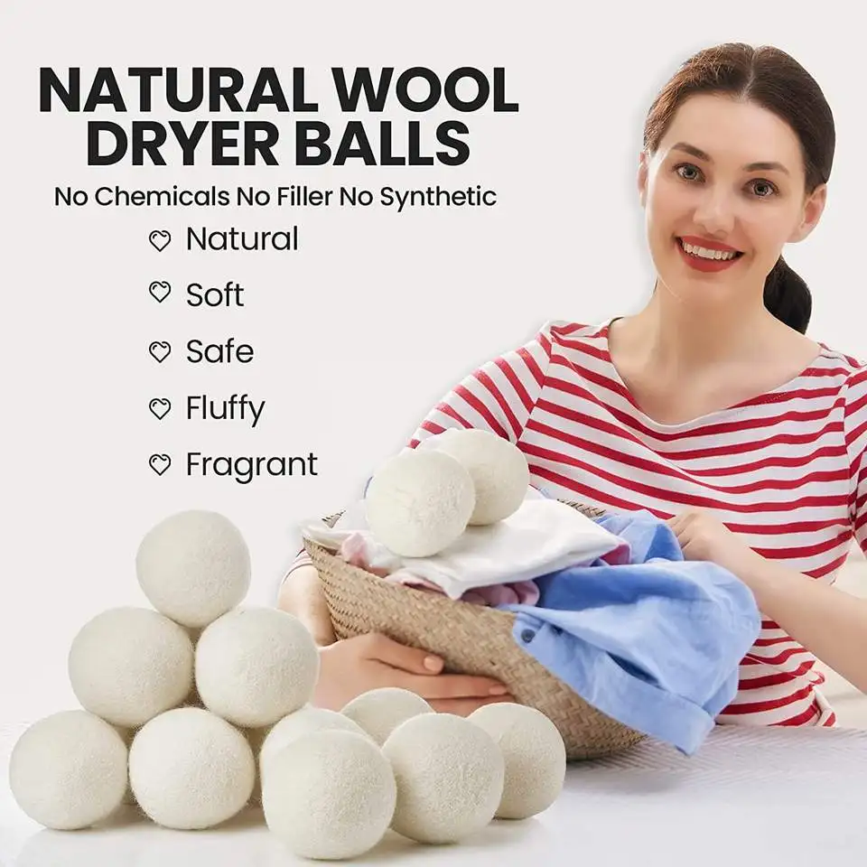 2024 Bestseller Organic Handmade 100% New Zealand Wool Dryer Laundry Balls in stock laundry Drying Balls for Washing Machine