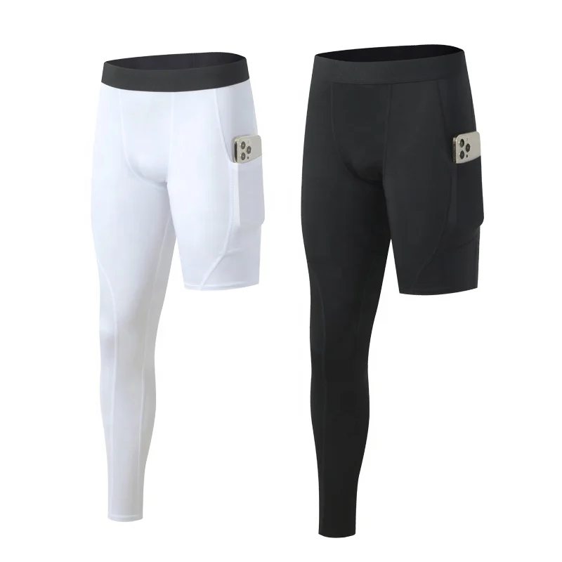 Wholesale new moderl high elasticity spandex polyester gym pocket one leg compression pants