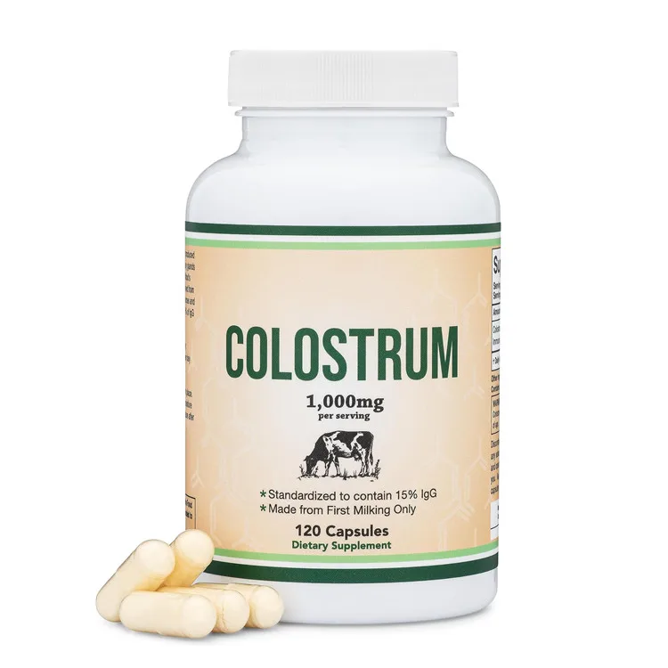 Private Label First Milking Bovine Colostrum Capsules Supplement 1000mg Powder 15% IgG Immunoglobulins for Skin Nails Joints