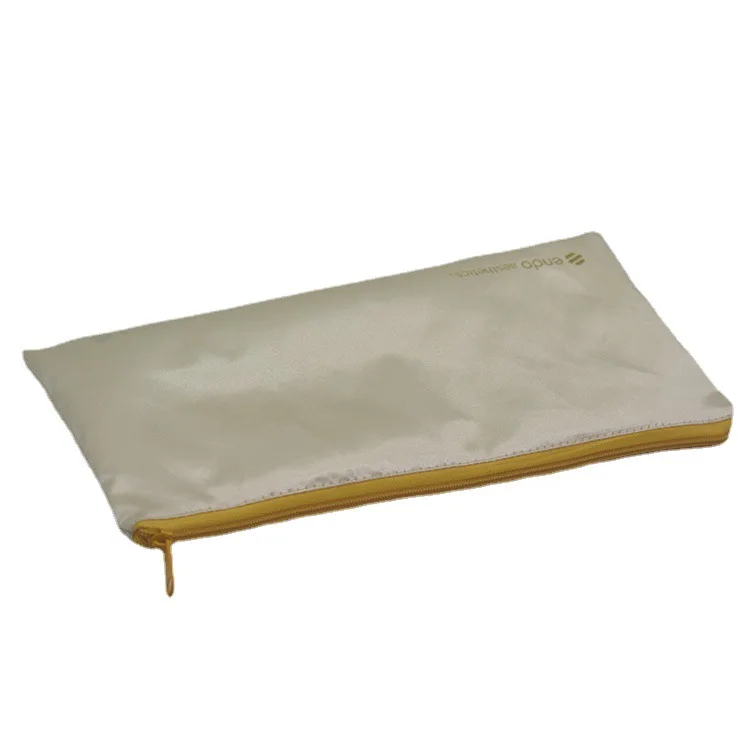 Wholesale  Wig Satin Hair Bag  Custom Printed Gold Zipper Satin Gift Bag