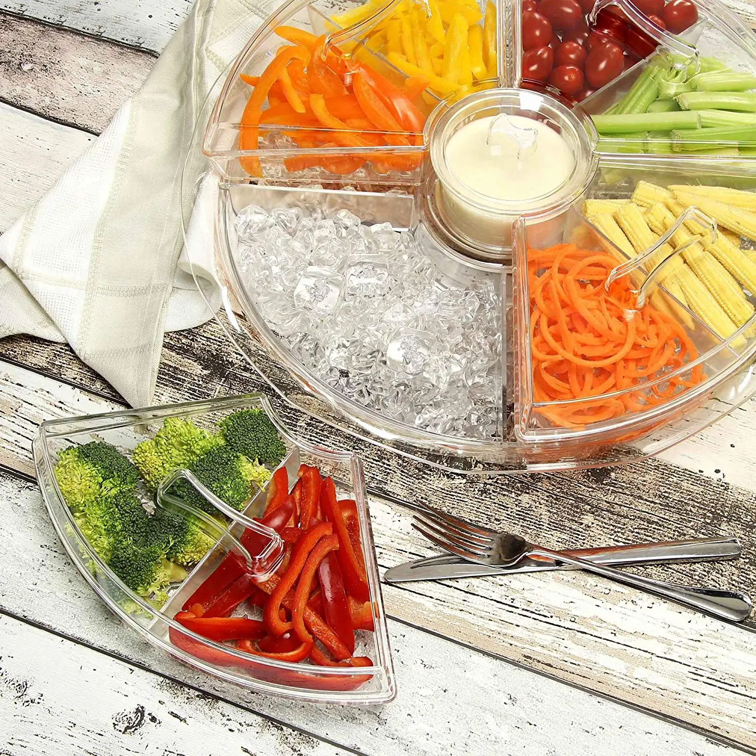 Food Serving Plate Divided Seafood Platter Plastic Vegetable Tray