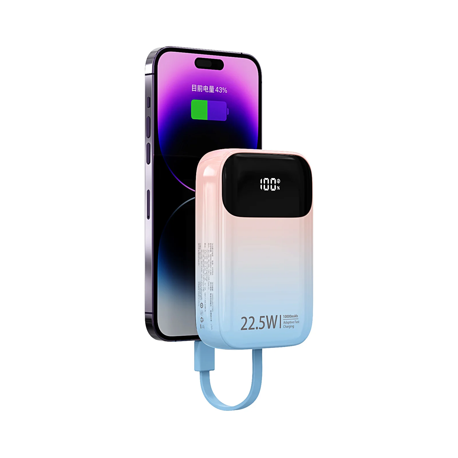 With PSE Certification 10000 mAh Mobile Phone Power bank Fast Charging Portable Charger With LED Display