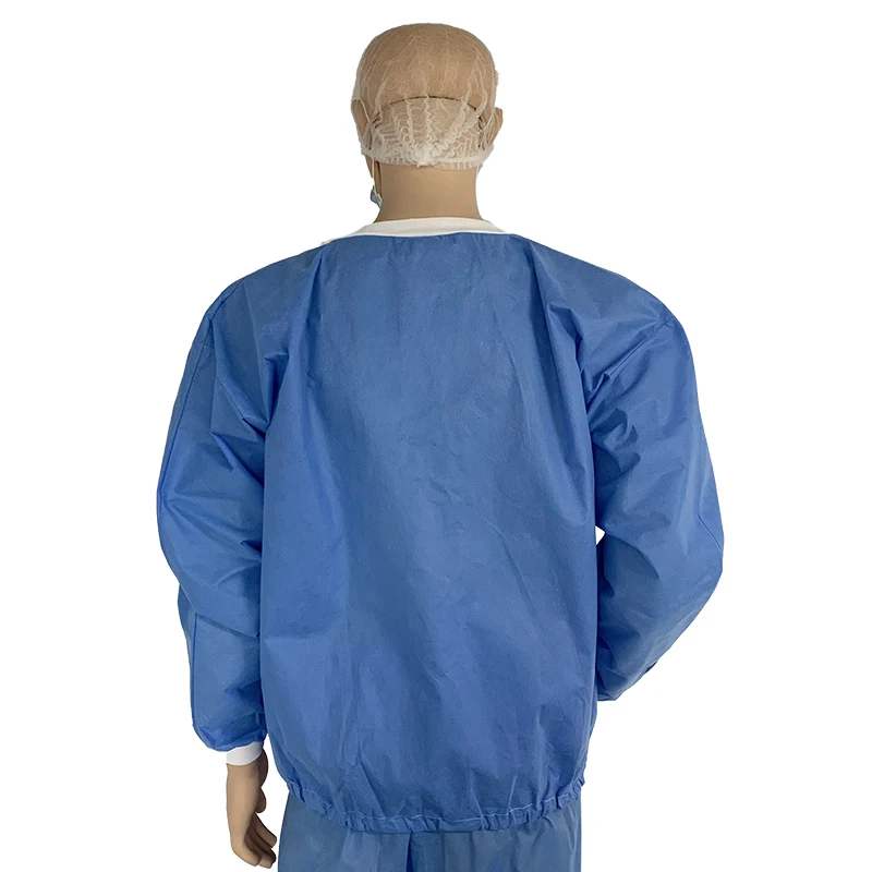 Wholesale PPE unisex disposable Blue SMS warming jackets with zipper closure