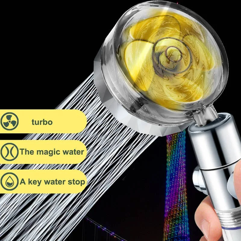 Shower Head Water Saving Flow 360 Degrees Rotating With Small Fan ABS Rain High Pressure spray Nozzle Bathroom Accessories