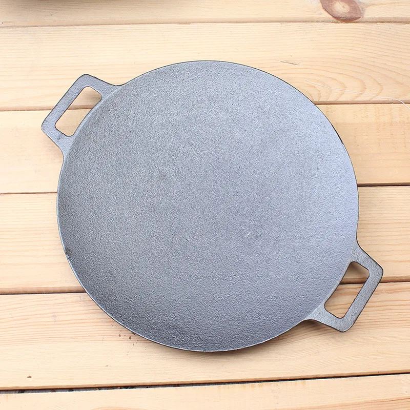 Outdoor  Cast Iron Pan Sturdy And Wear-Resistant Bbq Grill Pan Physically Non Stick Old-Fashioned Barbecue Plate