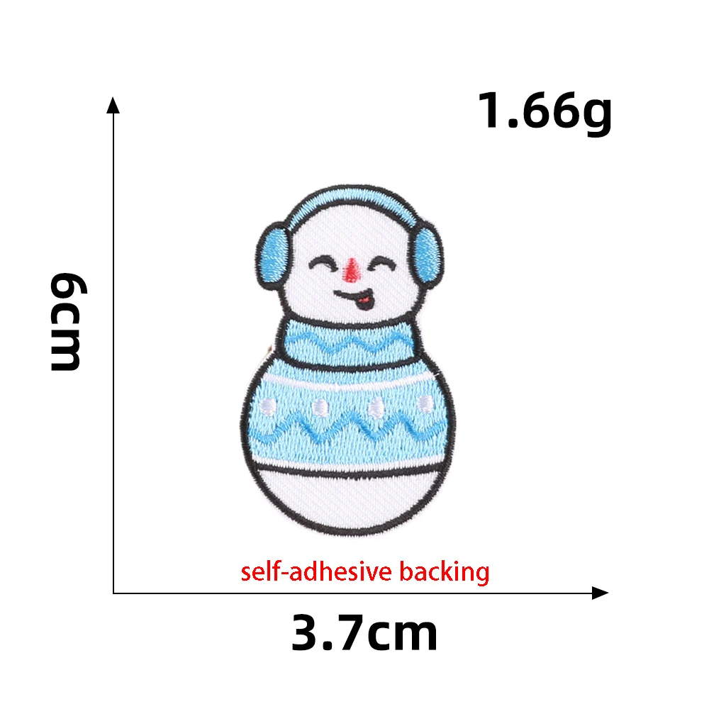 lovely christmas holiday self-adhesive snowman design embroidered decoration patch for bag hat