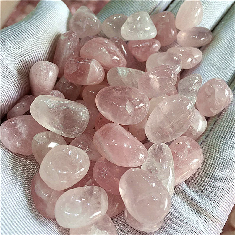 Natural small polished rough quarts stone tumble pink crystal tumbled rose quartz gravel for home decoration