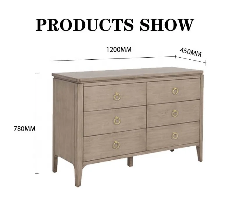 American Light Luxury Into the Foyer Entryway Six-drawer Cabinet Storage Cabinet Wooden Bedroom Against the Wall