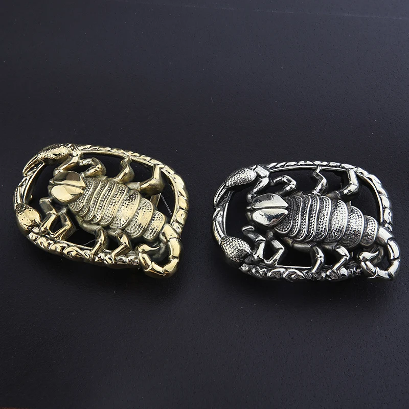 Solid copper three-piece belt buckle white copper brass tang grass pattern fashion personality retro