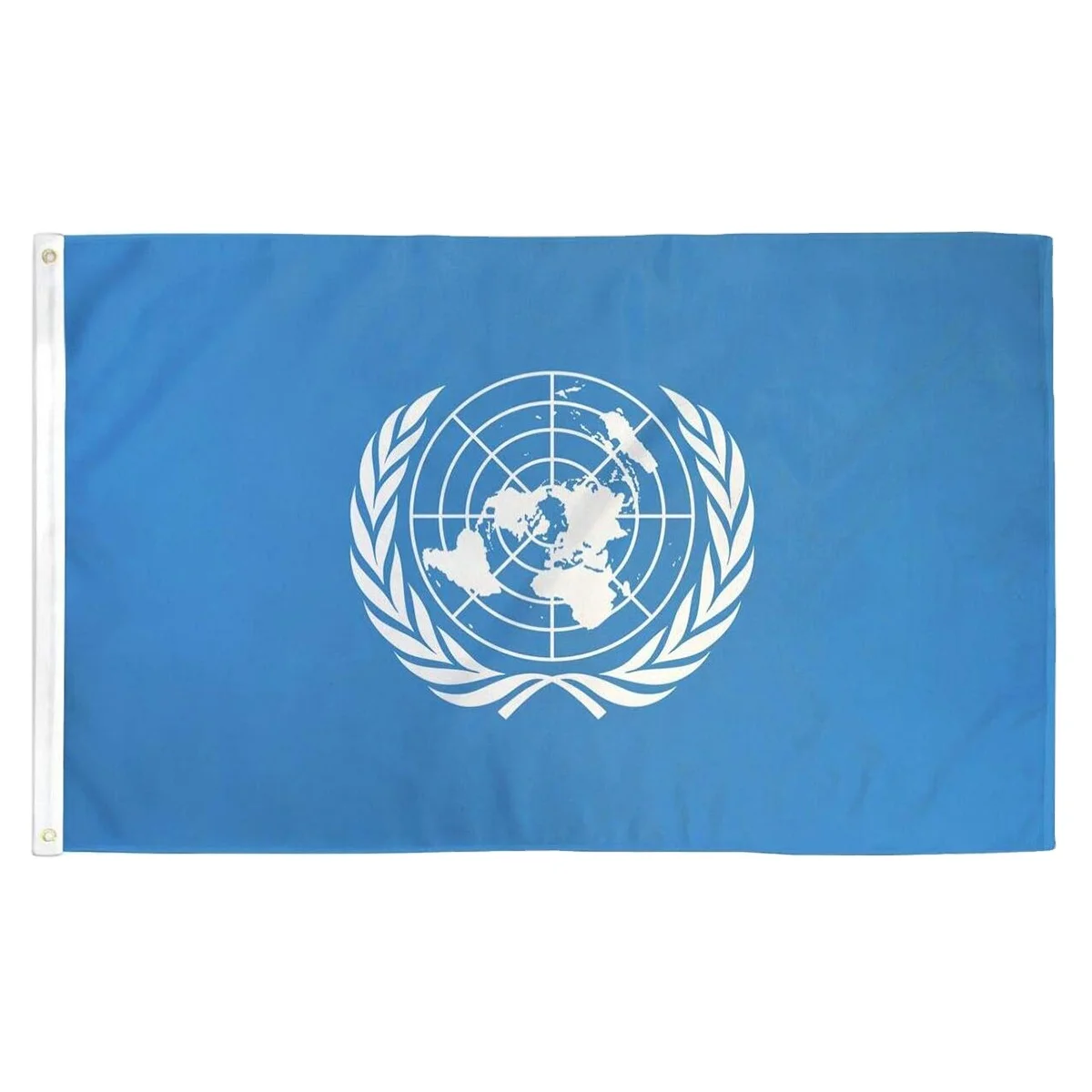 Cheap STOCK 100%polyester 3x5 Foot United Nations UN Flag Banner with Two Grommets