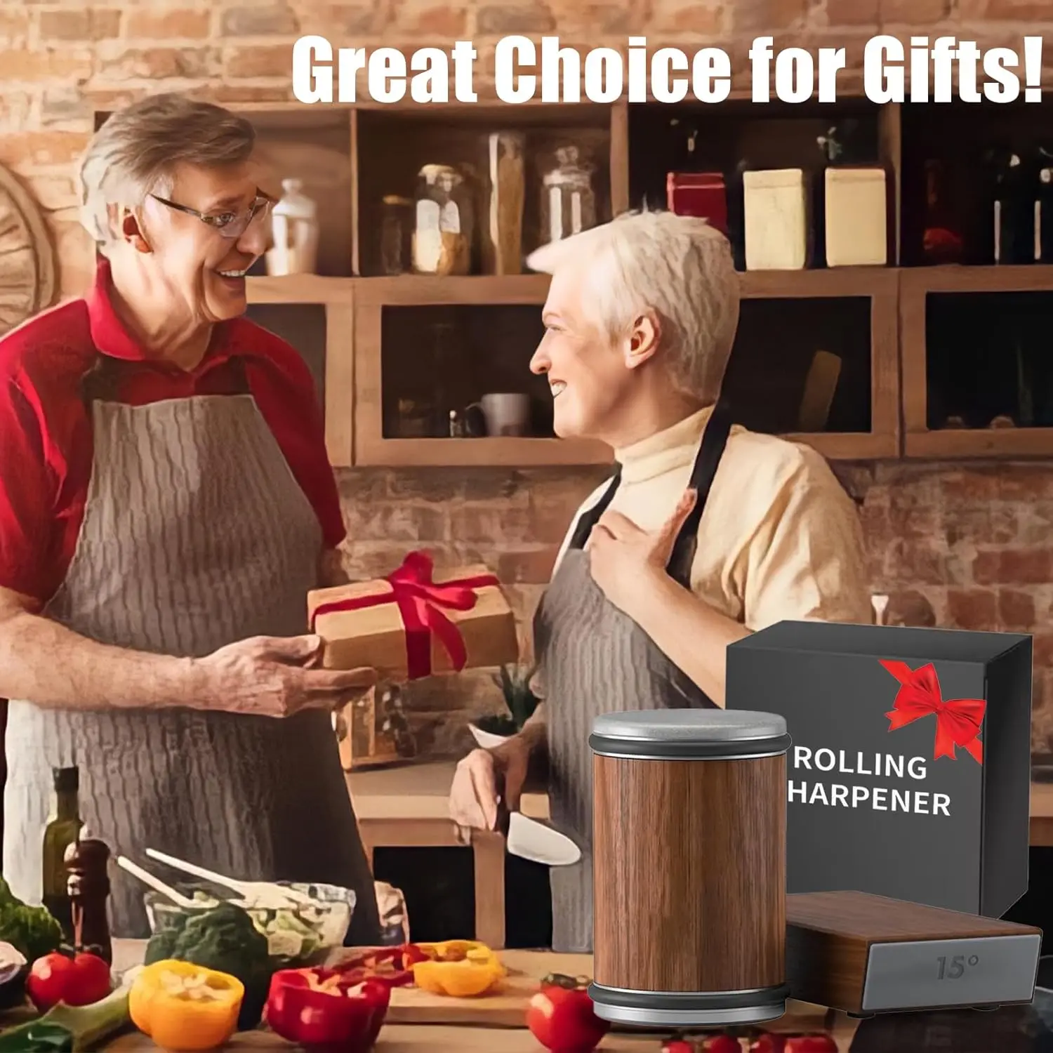 Rolling Double-sided Knife Sharpener Fixed Angle Knife Sharpener Kit Circular Rolling Knife Sharpener Solid Wood Grinding Tool