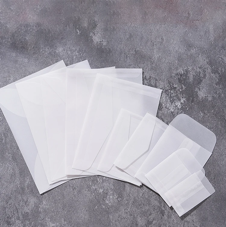 Custom Printing  Logo Clear Paper Envelope Translucent Glassine Envelope Parchment Jewelry Transparent Envelope