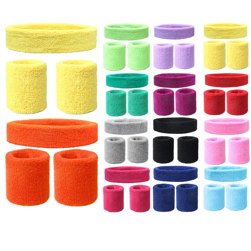 Fashionable Headband Wristband Sweatband Custom Sweatband Set Custom Wrist Sweat Bands Blank Sweatbands