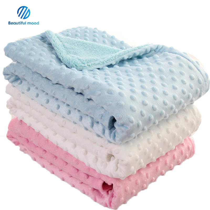 Newly Designed ultra Soft  Fleecy Polka Dot Macaron Microfiber Minky Baby Blanket Newborns