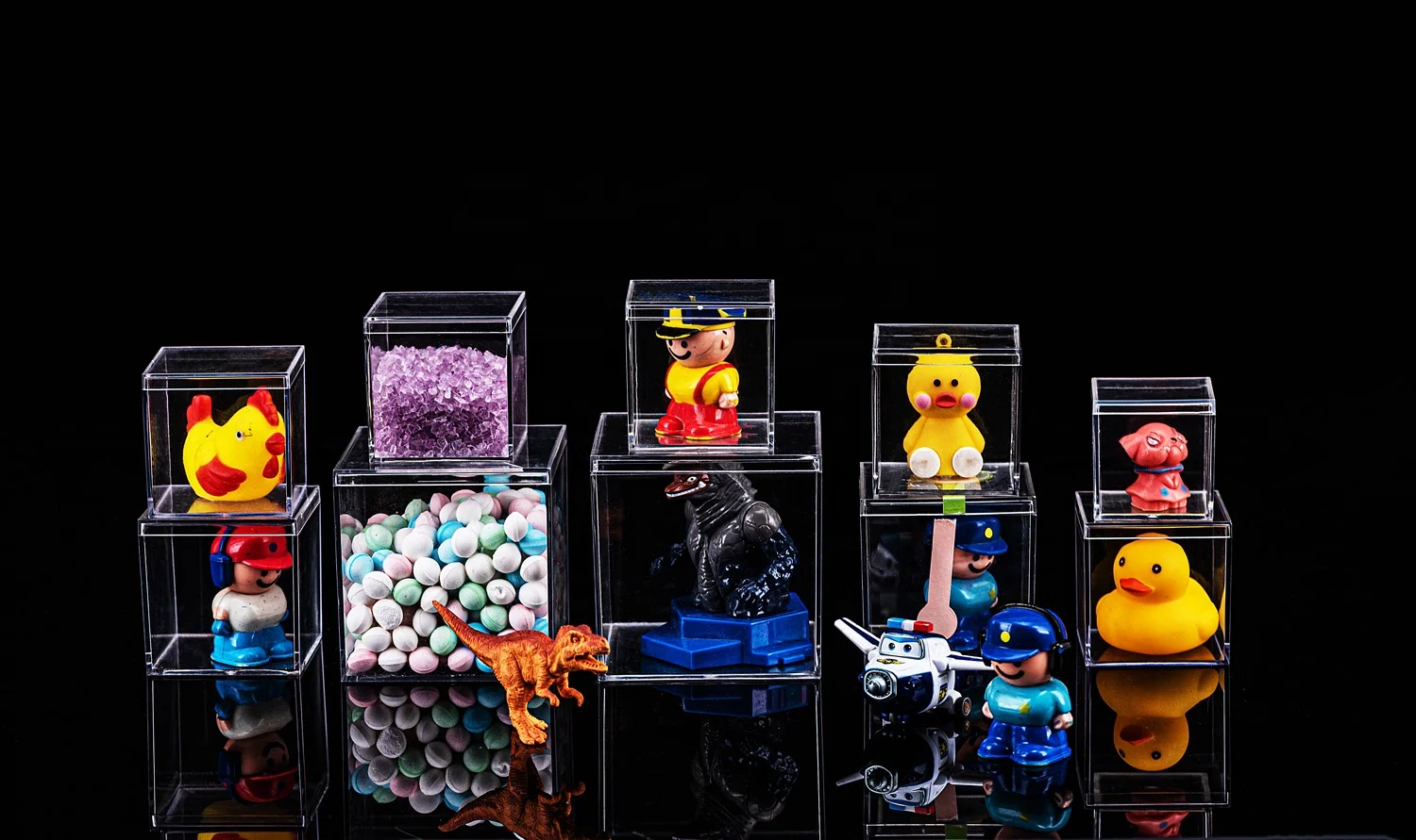 CL5533-A 2*2*2inch Best Selling Empty Acrylic Square Toys Box Food Safe  Package Cube Box