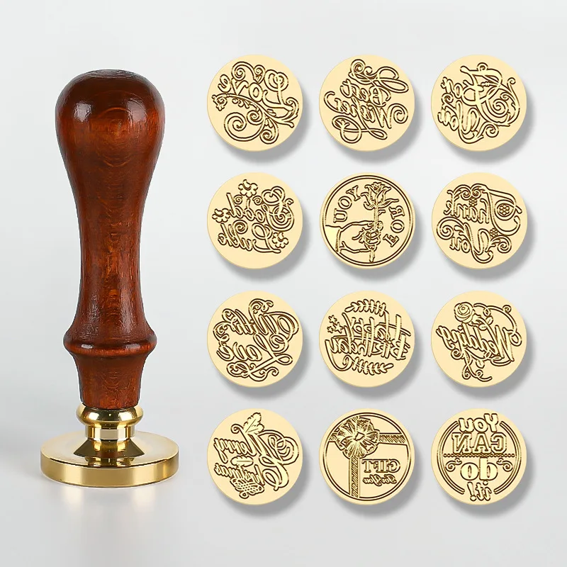 Wholesale Vintage Copper Brass Stamp Customized Various Size Shape Pattern Logo Wax Seal Stamp