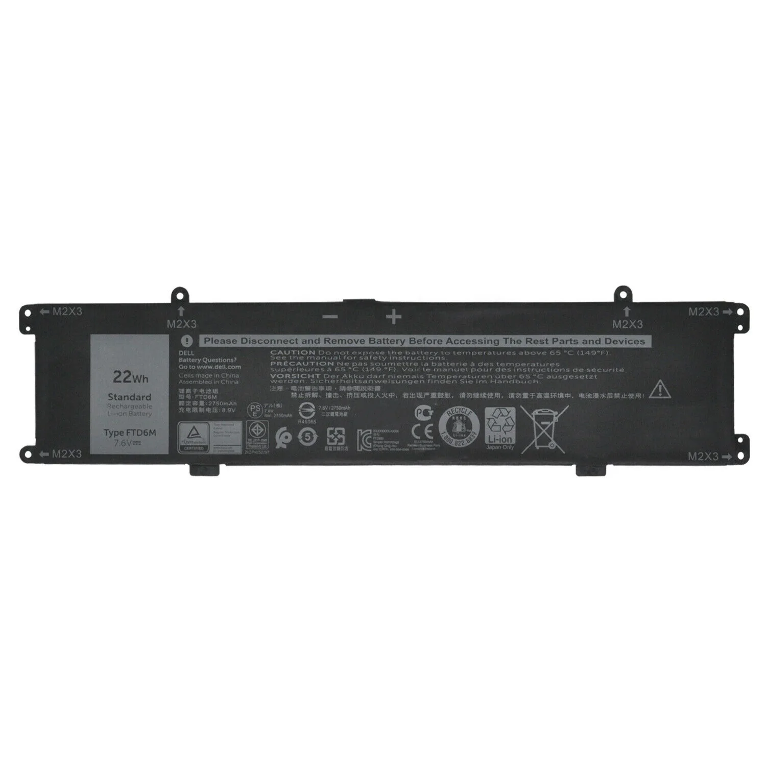 New 22Wh FTD6M Laptop Battery for Dell Latitude 7285 E7285 2-in-1 Keyboard 6HHW5