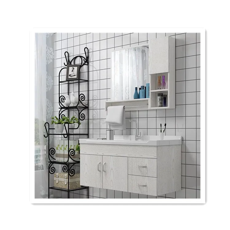 Modern Home Furniture Customized Brown and White Color Bathroom Sink Cabinets Wooden Bathroom Storage Cabinet