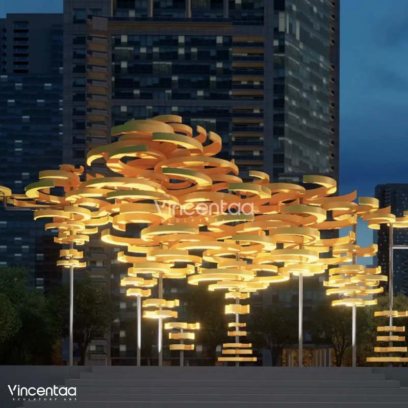 Vincentaa Modern Art Yellow Spiral Art Sculpture Public Square Park Art Sculpture