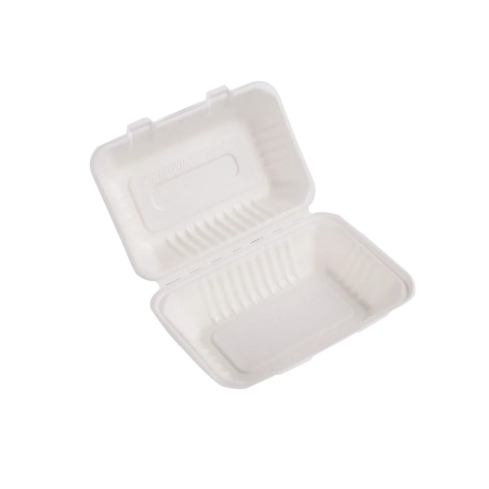9*6 Disposable Single Compartment Rectangle Clamshell Lunch Box Food Candy Box Support Pancake Box Cake Packaging Coated Paper