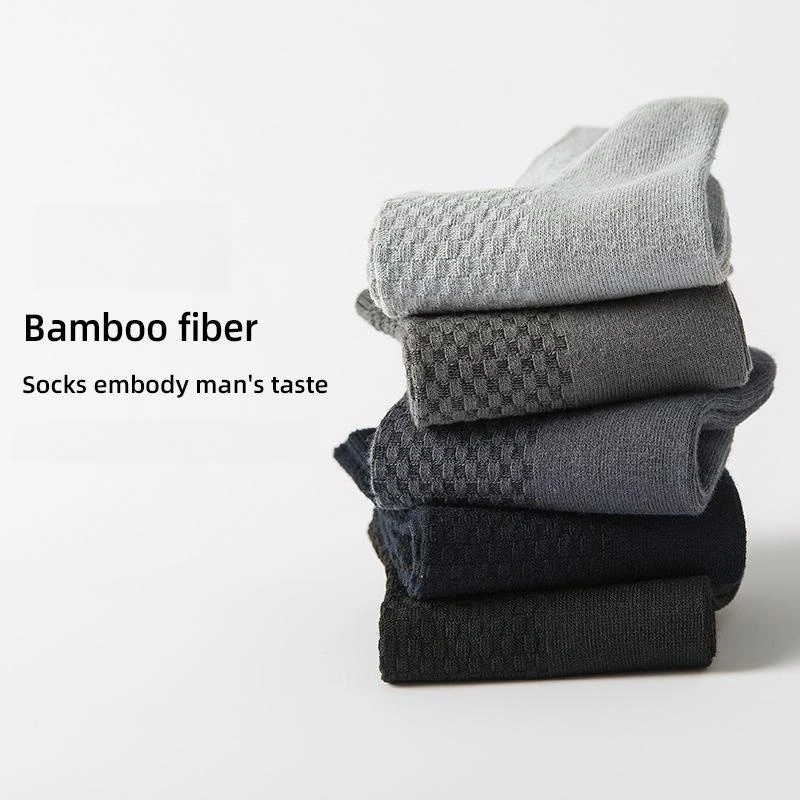 Wholesale Black White grey business men unisex Custom Logo Adults Crew Bamboo Fiber socks