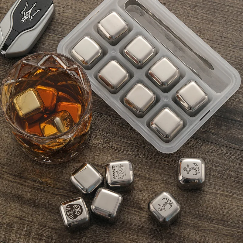 Whiskey Stones Gift High Cooling Technology Reusable Ice Cubes Stainless Steel Whisky Rocks