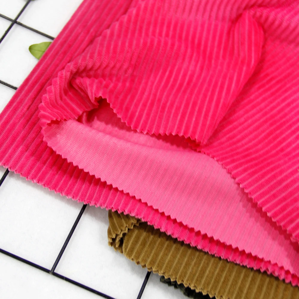 Striped coral velvet fabric corduroy with polyester fleece for cushion and pants fabrics