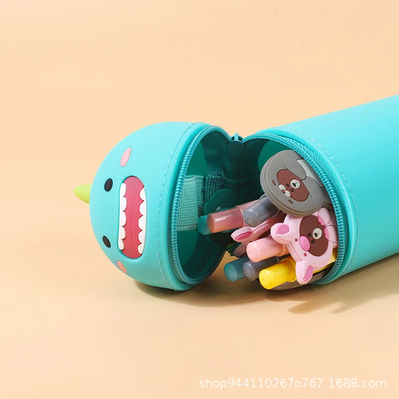 New Silicone Cartoon Creative Storage Box Pouch Stereoscopic Silicone Pen Holder Large Capacity Stress Relief Pencil Case