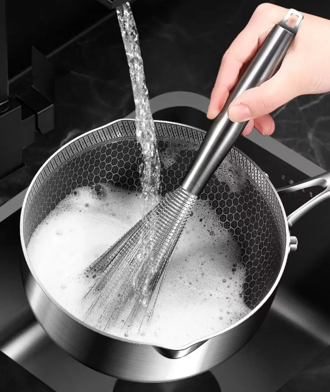 Stainless steel kitchen accessories washing scrub brush Pot pan Brush with Handle