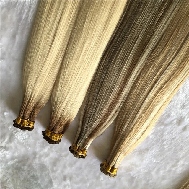 Remy Mongolian Full Hand Tied Weft Hair Extensions beaded rows hand tied weft wholesale hair  supply