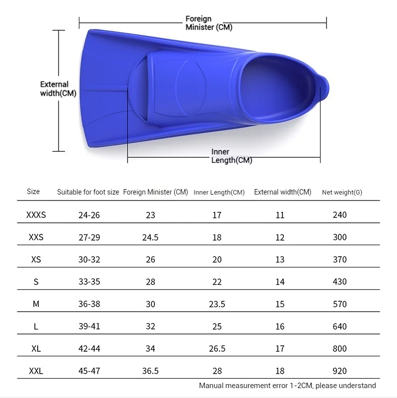 Hot Selling Professional Short Silicone Swimming Flippers for Adults and Kids Durable Diving and Scuba Gear