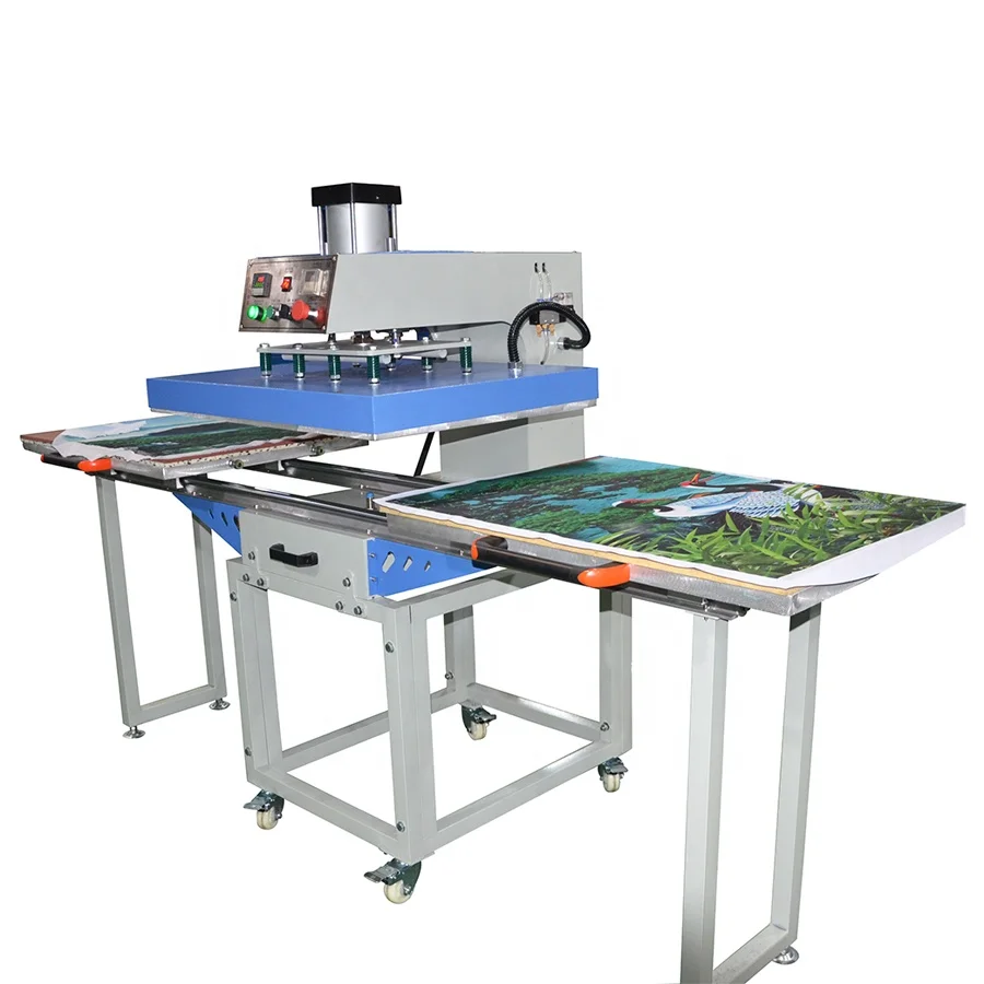 Semi-Automatic Hoodies cut sheet dye sublimation soft knitted cloth pneumatic theremol slide down table heat press machine