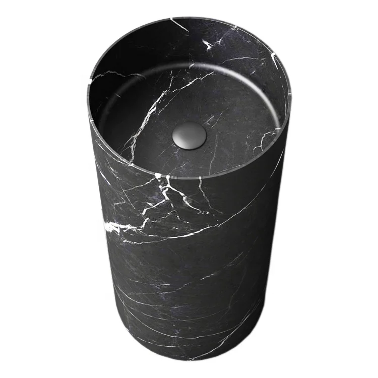 Bathroom concrete grey Wash Basin Cloakroom Round Acrylic Stone  Solid Surface Stone black marble carrara Pedestal basin