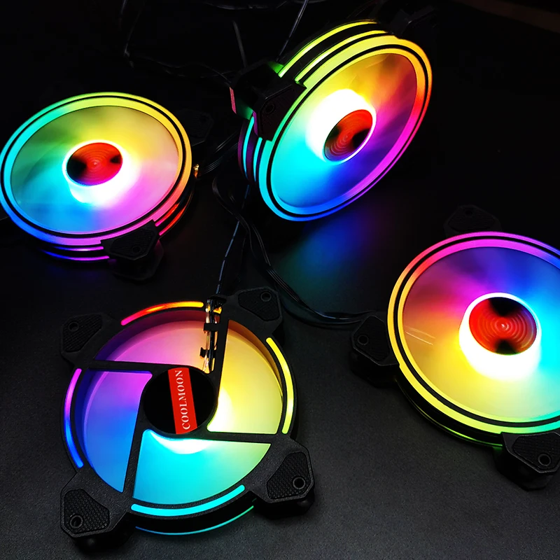 Горячая Распродажа 120 мм компьютерный RGB вентилятор многослойный открытый корпус охлаждающий вентилятор с радиочастотным пультом дистанционного управления