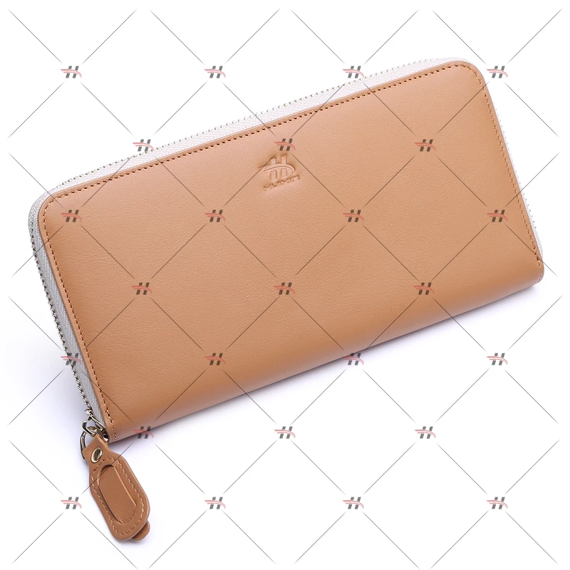 High quality Imported German Car cover leather large capacity long zip wallet  card wallet coin pouch