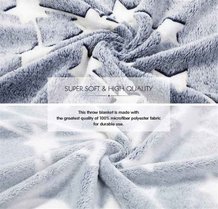 
Customized logo design baby throw glow in the dark blanket for children 