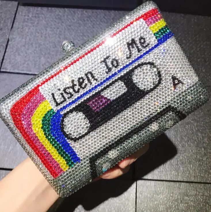 
Wholesales Vintage Tape Clutch Women Crystal Evening Bags Wedding Party Diamond Box Minaudiere Clutch Purse 